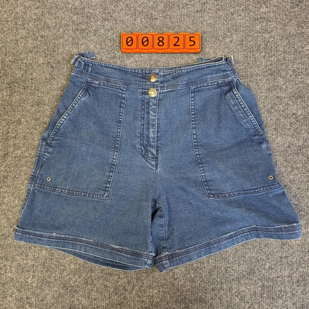 Women's Talbots Blue denim stretch shorts with adjustable side clasps Size 4